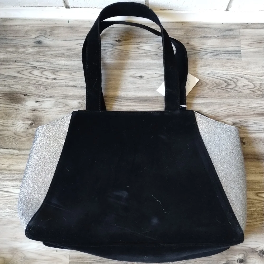 Jimmy Choo Parfums Black Velvet Silver Glitter Tote Bag